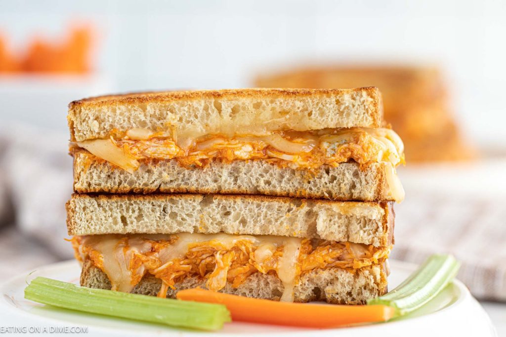 Buffalo Chicken Grilled Cheese - Eating on a Dime