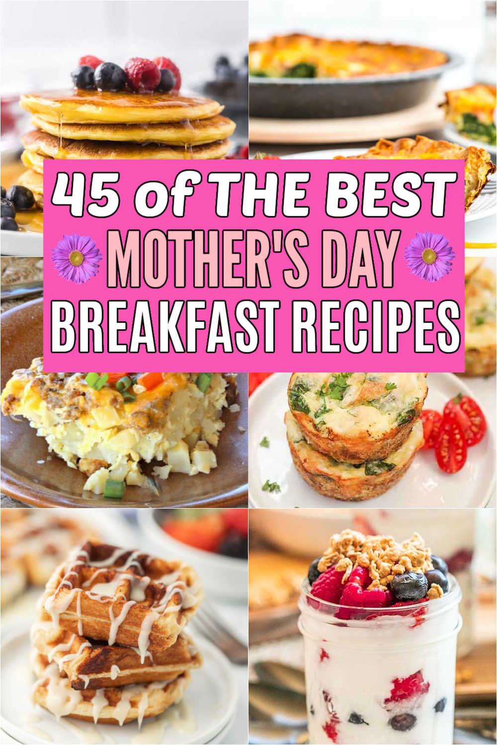 These Mother's Day Breakfast Recipes are sure to please mom. Fill her special day with one of these easy to make recipes. Mother's Day is a special day to show mom you care. I am sure one of these delicious recipes will make her feel loved whether you are making it for breakfast or a Mother's Day Brunch.  #eatingonadime #mothersdaybreakfastrecipes #mothersdaybreakfast