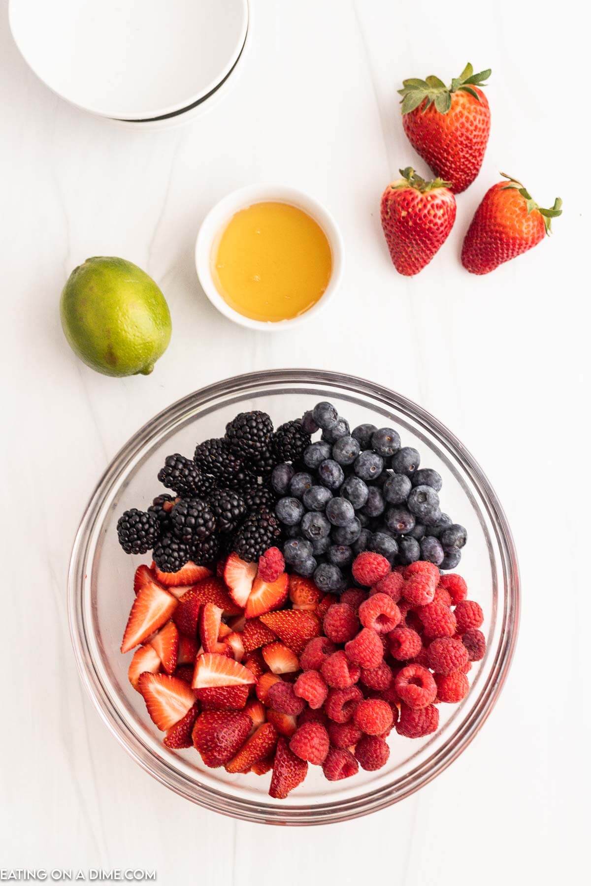 Adding the fruit to a bowl