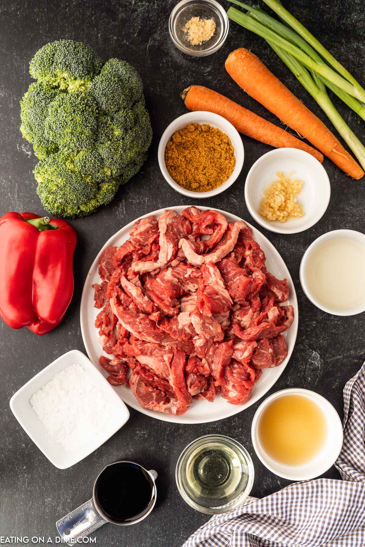 Ingredients needed for beef stir fry