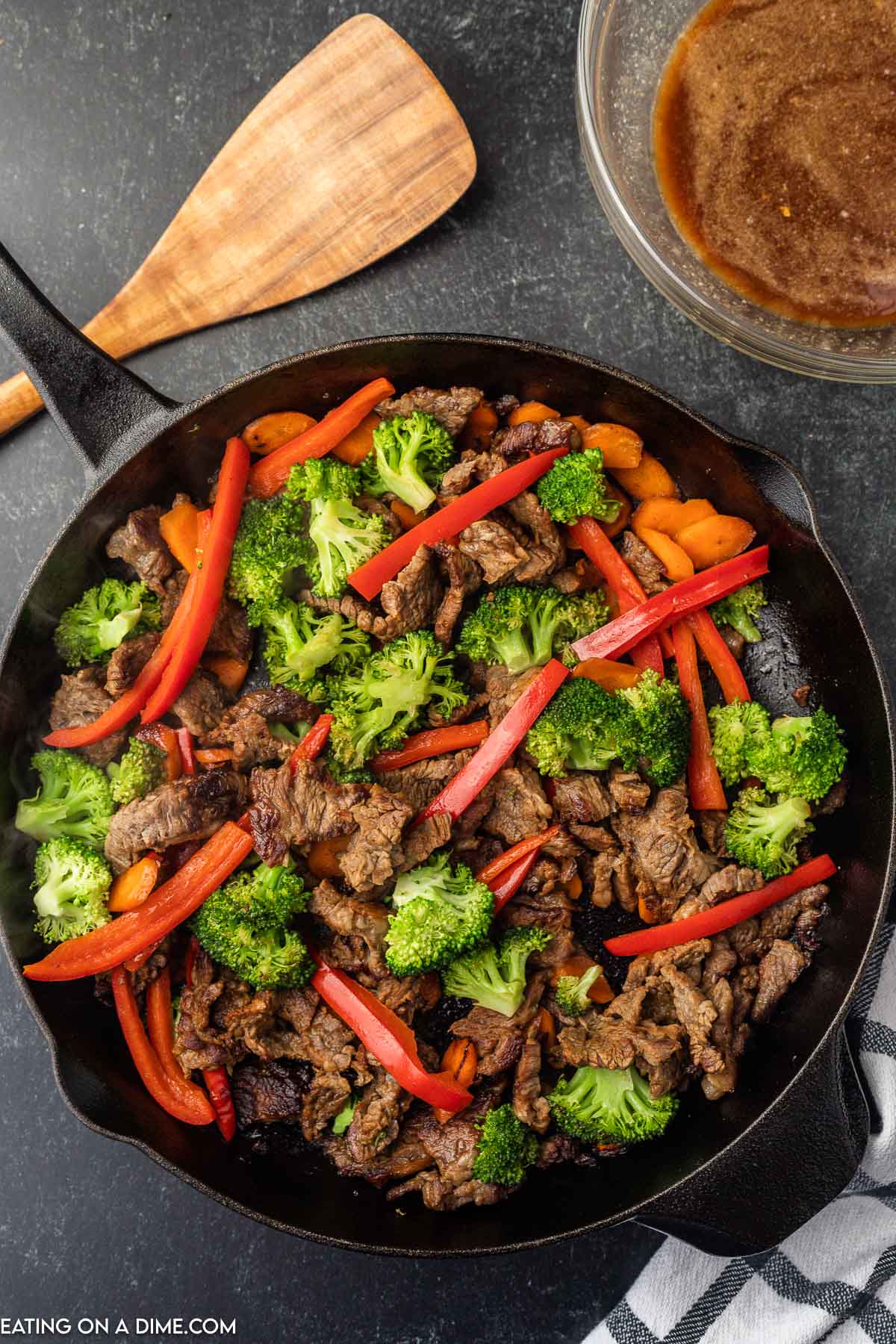 Beef Stir Fry in a skillet