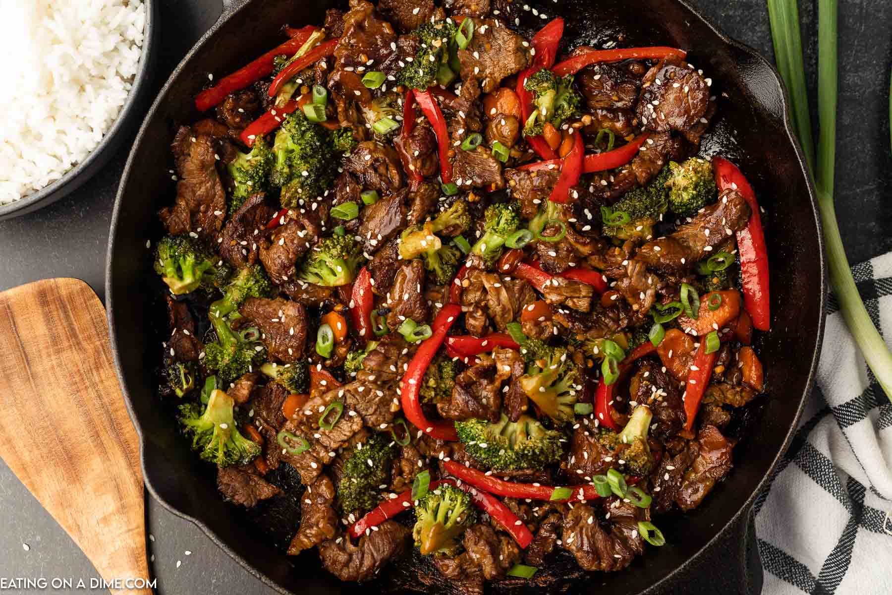 Beef Stir Fry in a skillet