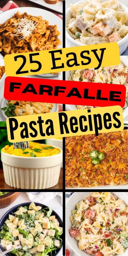 You can't go wrong with any of these tasty farfalle pasta recipes including traditional pasta dishes and unique meals. Try these quick and simple 25 farfalle recipes with chicken, ground beef and vegetarian options. #eatingonadime #farfallepastarecipes #pastarecipes