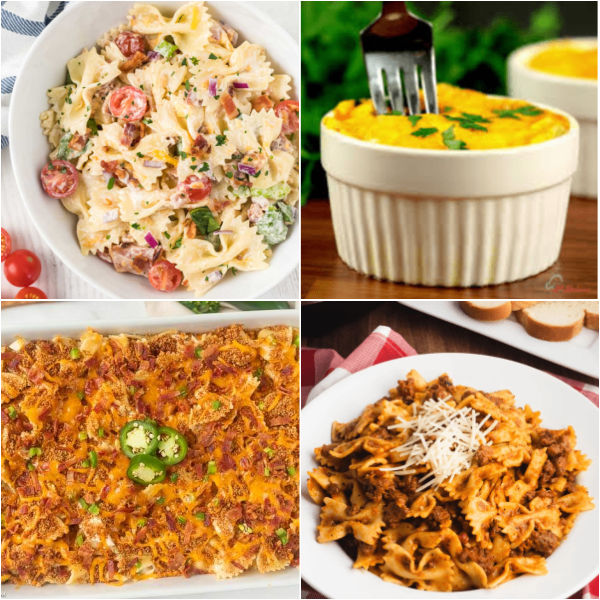 You can't go wrong with any of these delicious farfalle pasta recipes including traditional pasta dishes and unique meal ideas. Try these quick and easy 25 farfalle recipes with chicken, ground beef and vegetarian options. #eatingonadime #farfallepastarecipes #pastarecipes