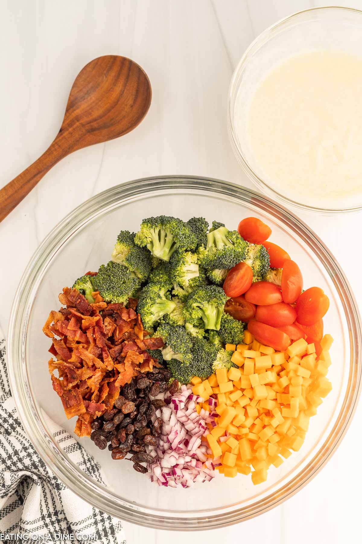 Adding the ingredients together in a bowl