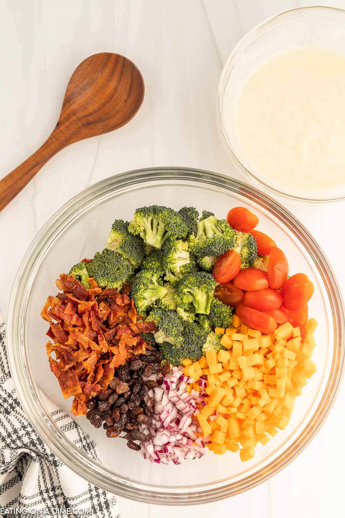 Adding the ingredients together in a bowl