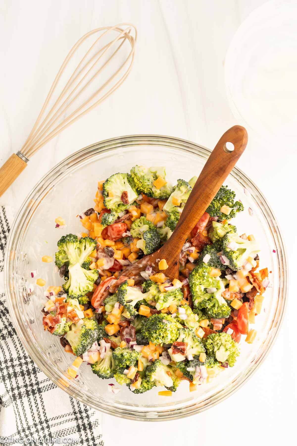 Combining the ingredients together in a bowl