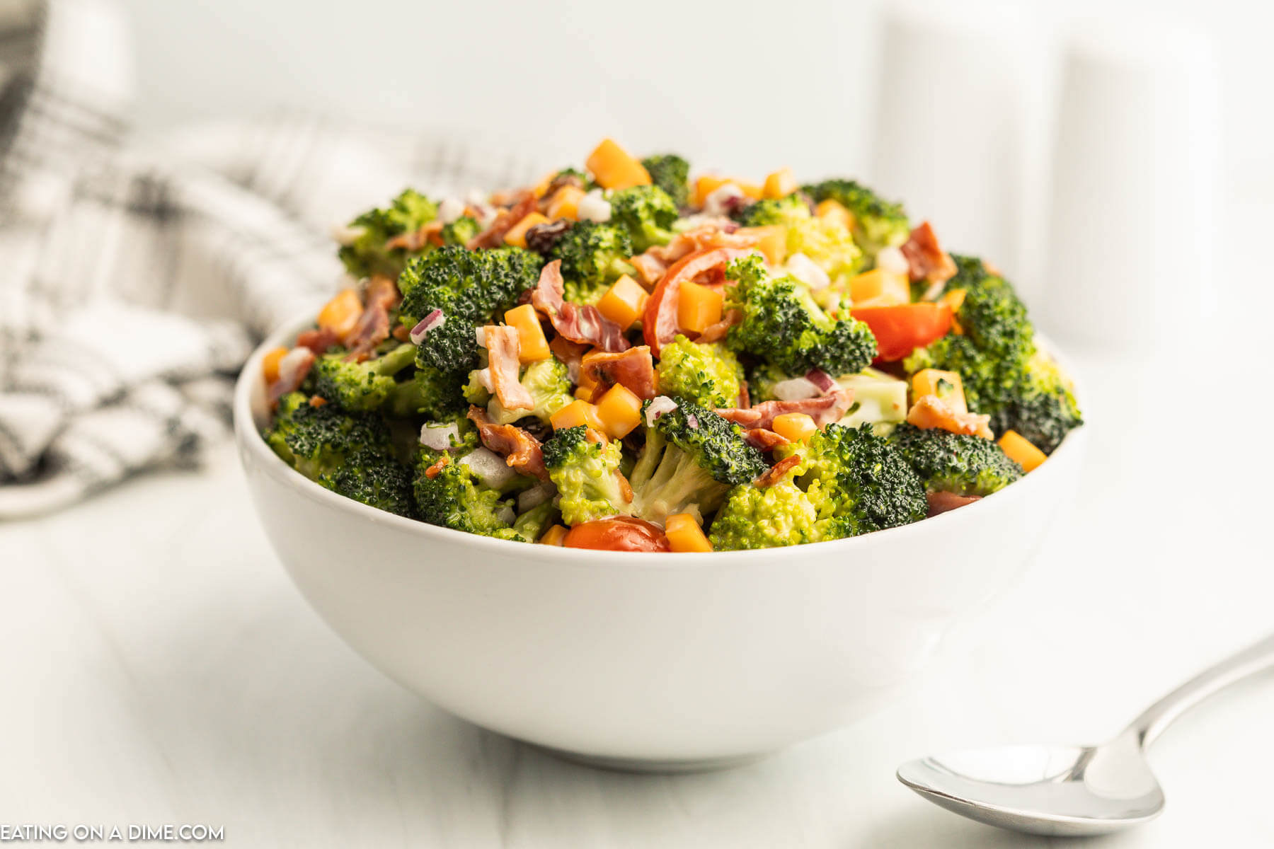 A bowl of broccoli salad