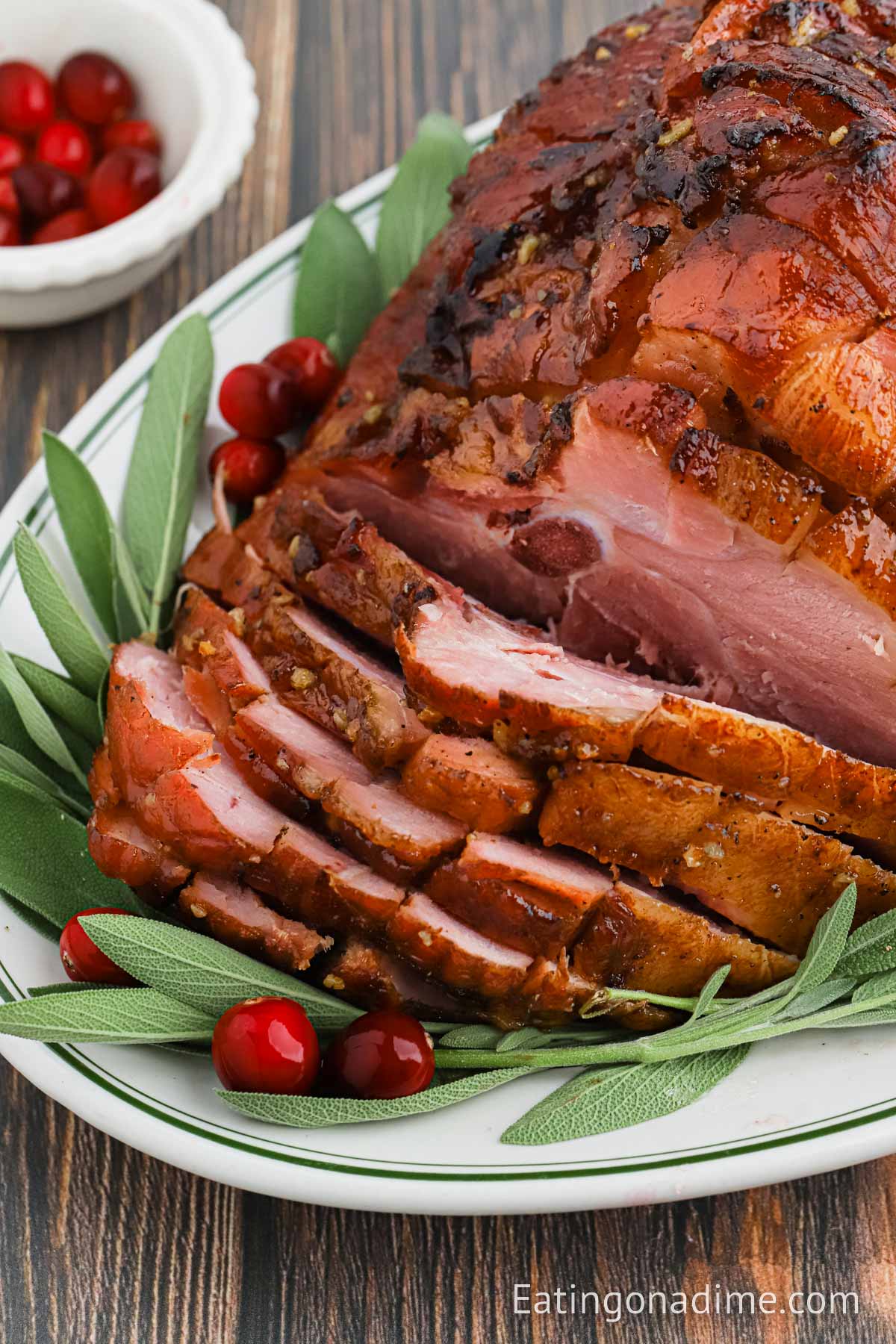 Christmas ham on a platter. 