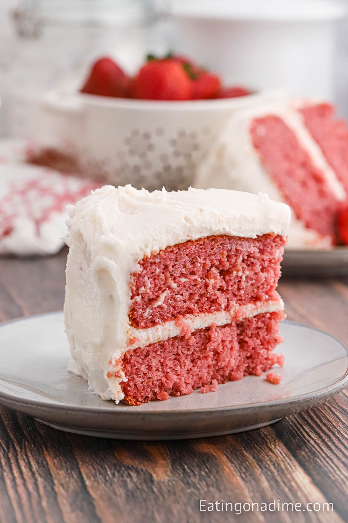 Slice of Strawberry Cake on a plate