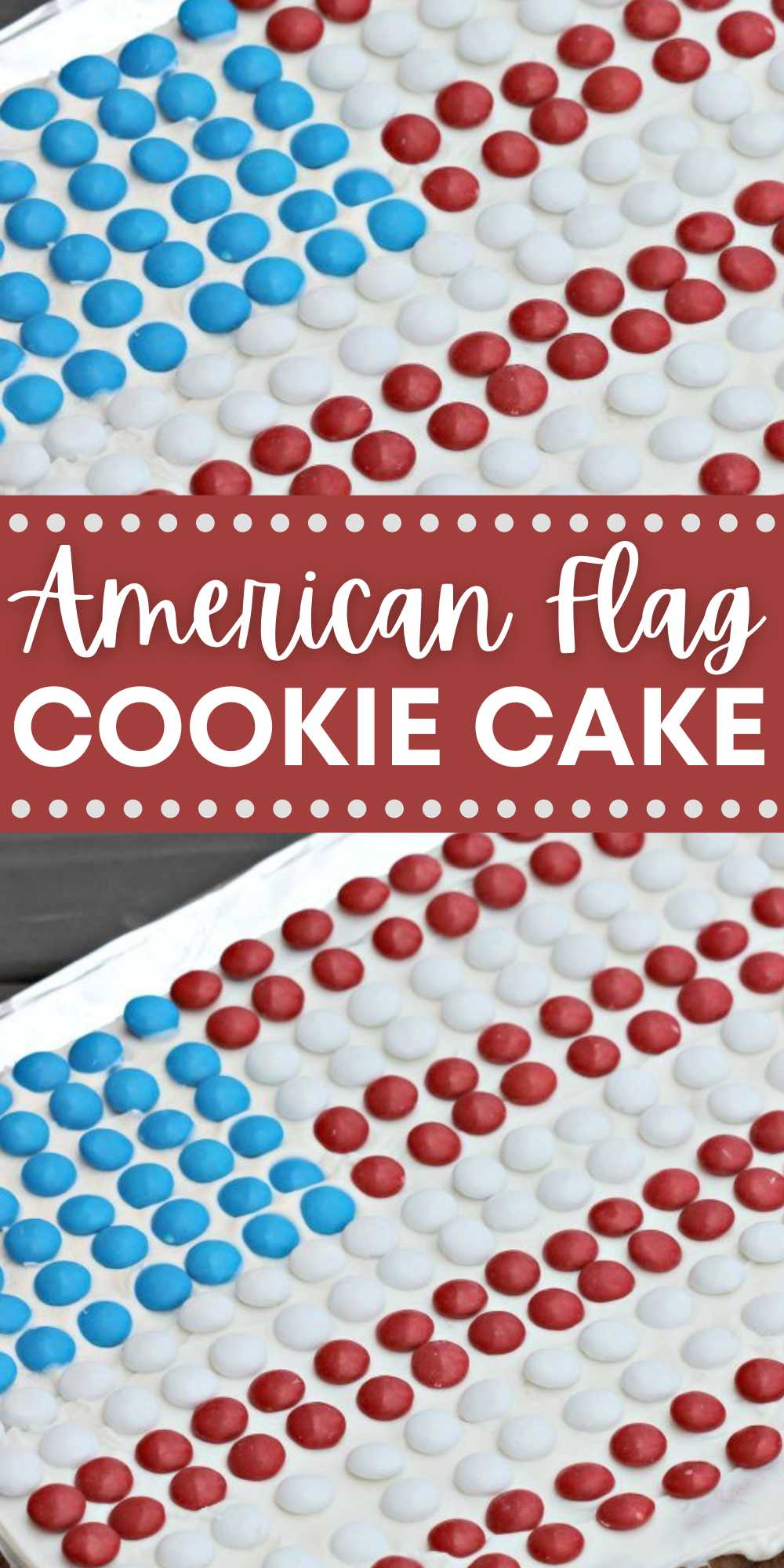 This American Flag Cookie Cake Recipe is super simple to make. It is the best 4th of July dessert recipe . You will be shocked how easy it is to make. Celebrate this holiday season with this easy recipe. #eatingonadime #americanflagcookiecake #cookiecake #redwhiteandbluedesserts