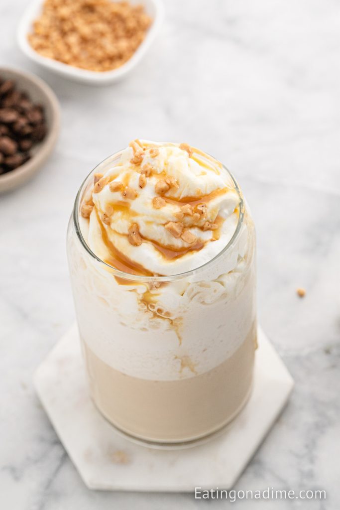 Starbucks Ribbon Crunch Frappuccino Recipe in a glass 