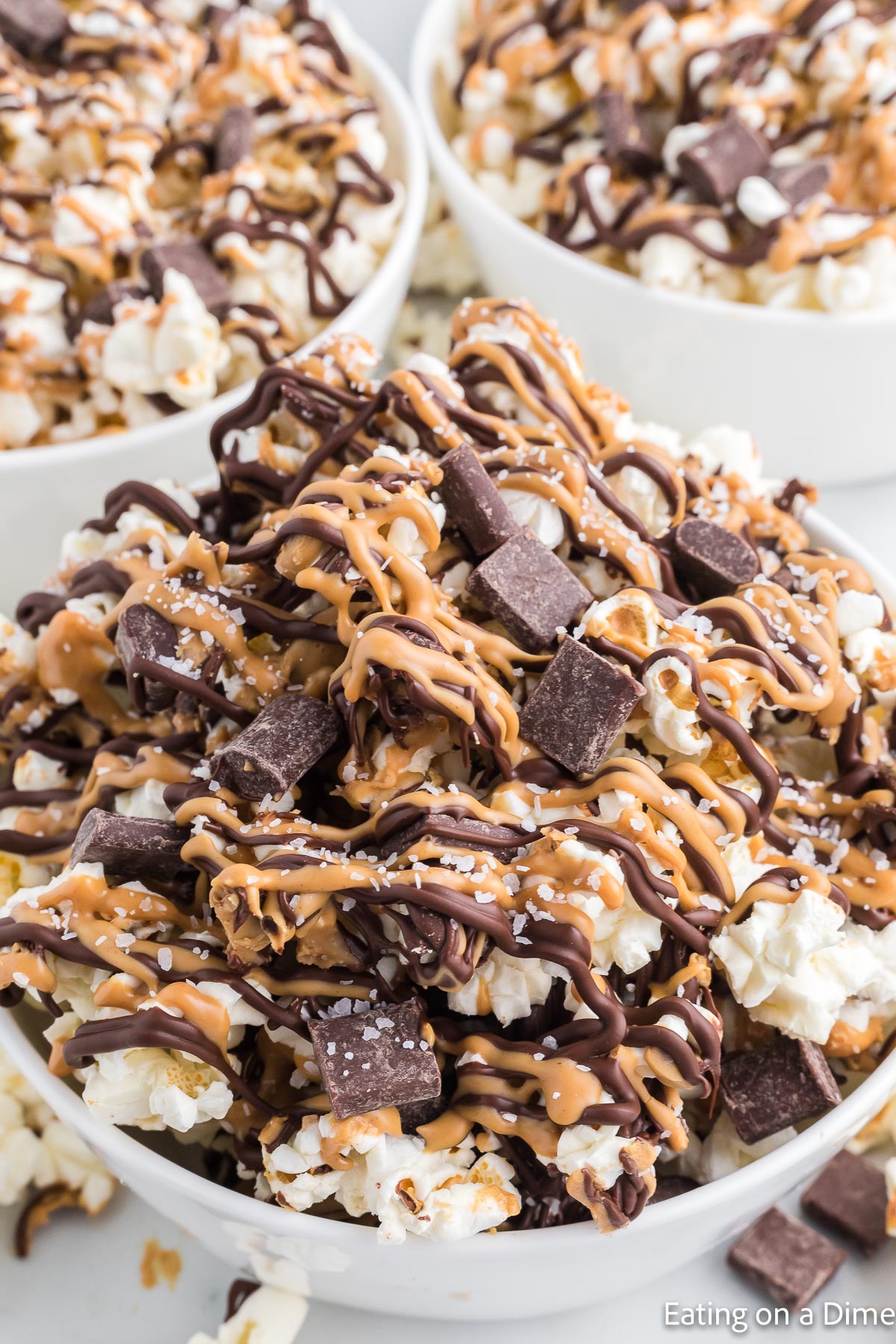 Chocolate Peanut Butter Popcorn in a bowl