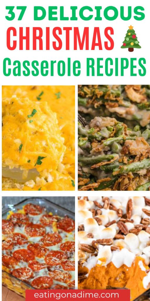 Get ready to bring holiday cheer to the dinner table with 37 of the best Christmas casserole recipes. From savory to sweet, we have options from main dishes to holiday side dishes. These easy recipes include breakfast, dinner and even keto options. #eatingonadime #christmascasseroles #casserolerecipes