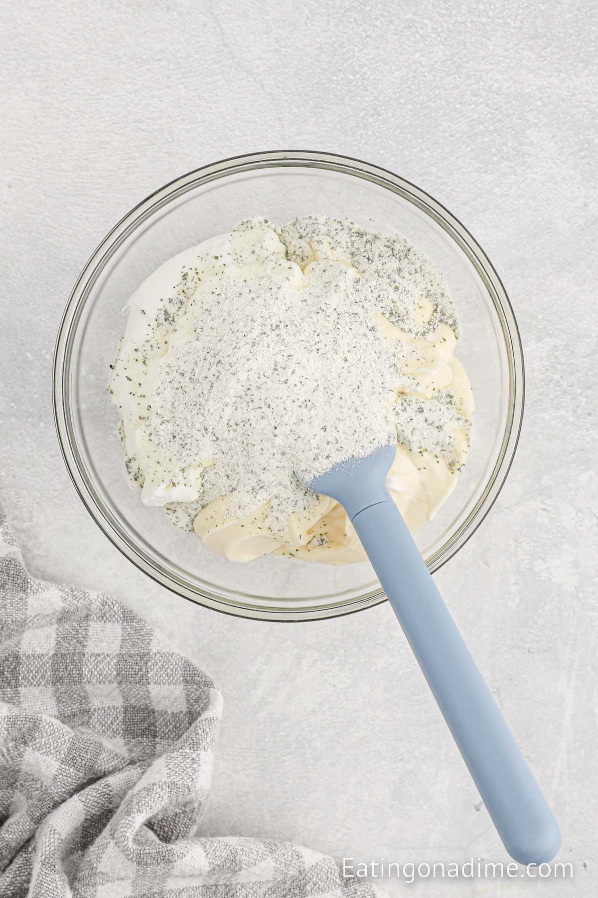 Combine the dressing ingredients together in a bowl with a spatula