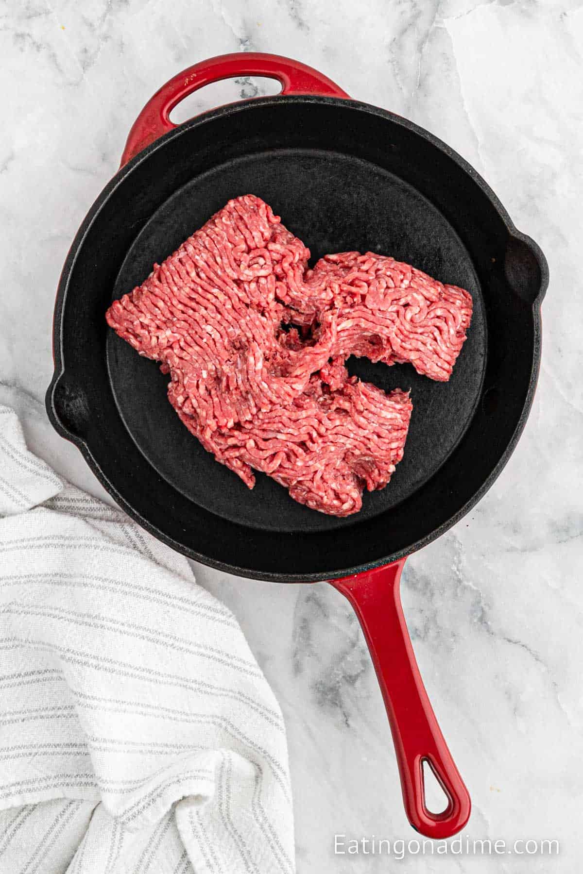 Cooking ground beef in a skillet