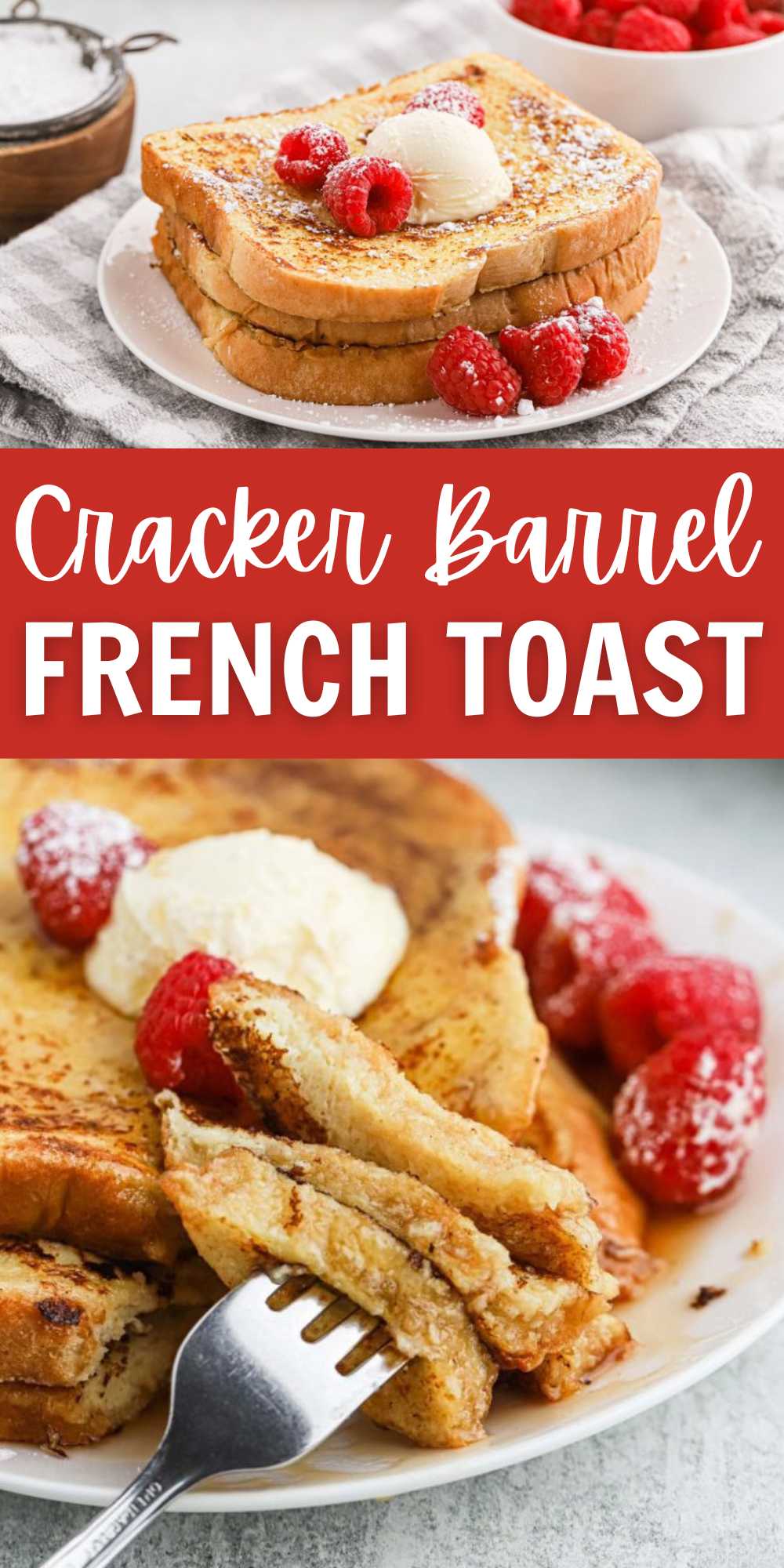 Cracker Barrel French Toast is a delicious copycat recipe that is tasty to serve for breakfast. Simple ingredients makes this a favorite. This quick and easy French Toast recipe brings everyone to the table. We usually make this recipe on the weekends but it is simple enough to make during the week. #eatingonadime #crackerbarrelfrenchtoast #crackerbarrelcopycatrecipes