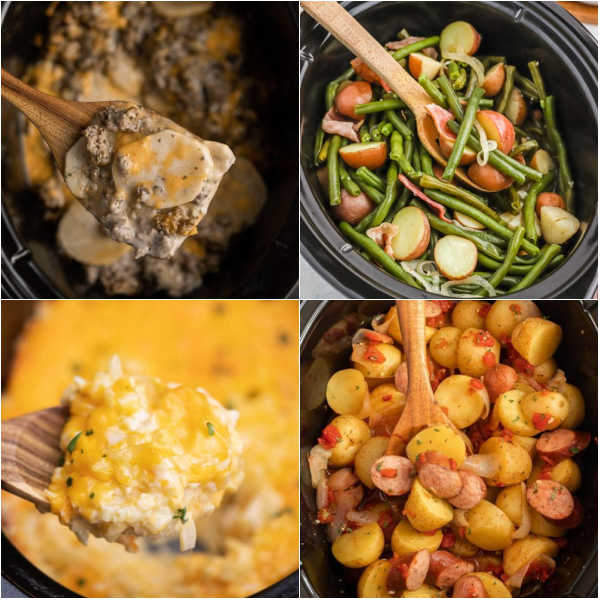 Crock Pot Potato Recipes take their deliciousness to a whole new level. They are easy to make and the perfect side to many recipes. These crock pot recipes are sure to delight your taste buds and impress your family and friends. #eatingonadime #crockpotpotatorecipes #slowcookerpotatorecipes #potatorecipes