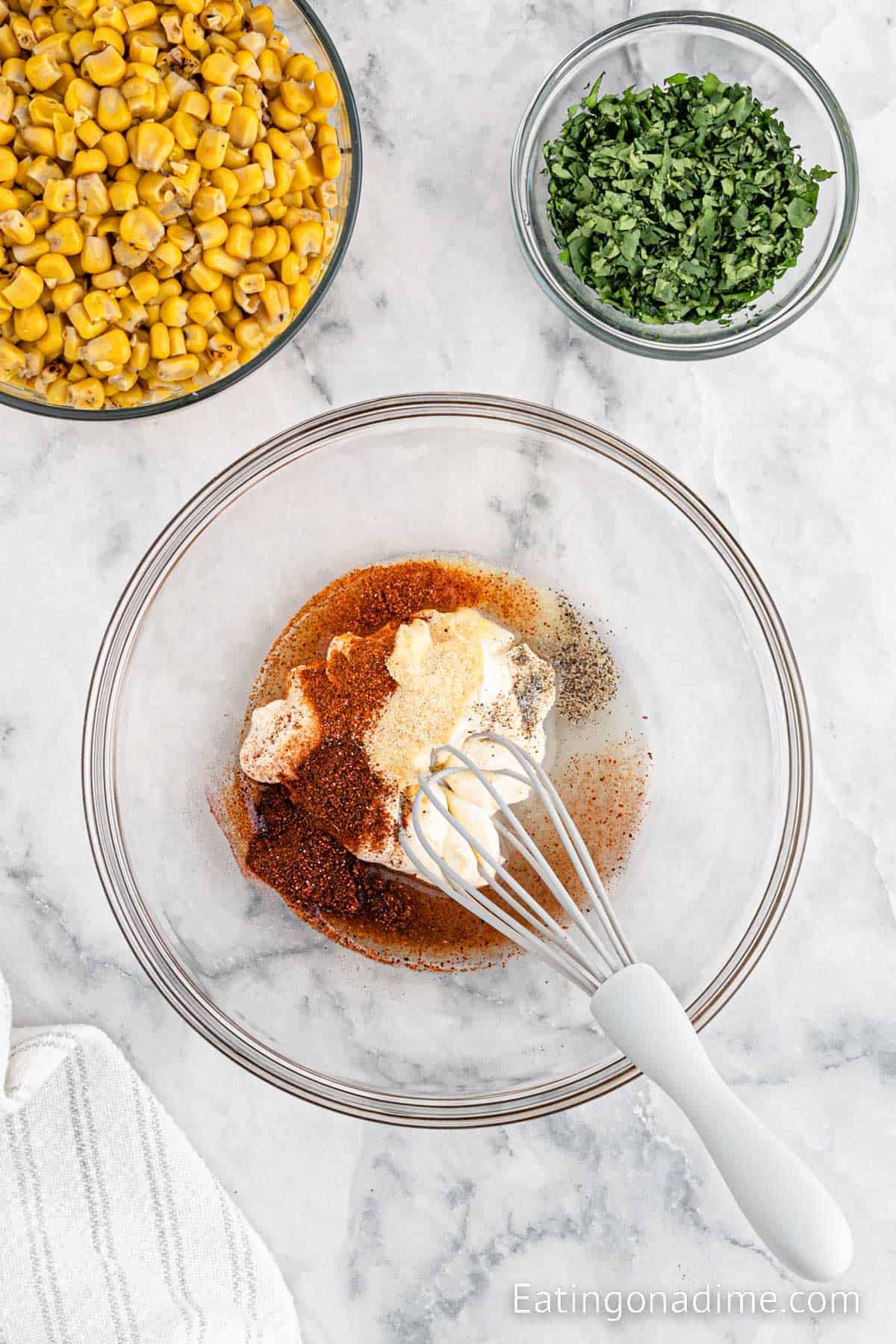 Combine the dressing ingredients together in a bowl