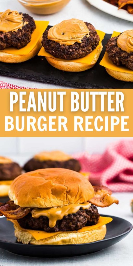 Peanut Butter Burger is a tasty twist on the classic burger with a yummy peanut butter sauce. The combination is amazing and also has bacon. If you have never tried this type of burger, make it today. It is one of those recipes that sounds a little odd but the flavors work together. This recipe is so delicious. #eatingonadime #peanutbutterburgerrecipe #peanutbutterburger 