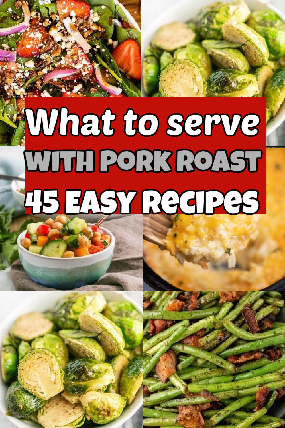 If you’re wondering what to serve with pork roast, here are 45 easy recipes you can try at home. These tasty sides for pork roast will make it a complete meal for a delicious dinner. Find sides that pair perfectly with pork roast. #eatingonadime #whattoservewithporkroast #easyporksides