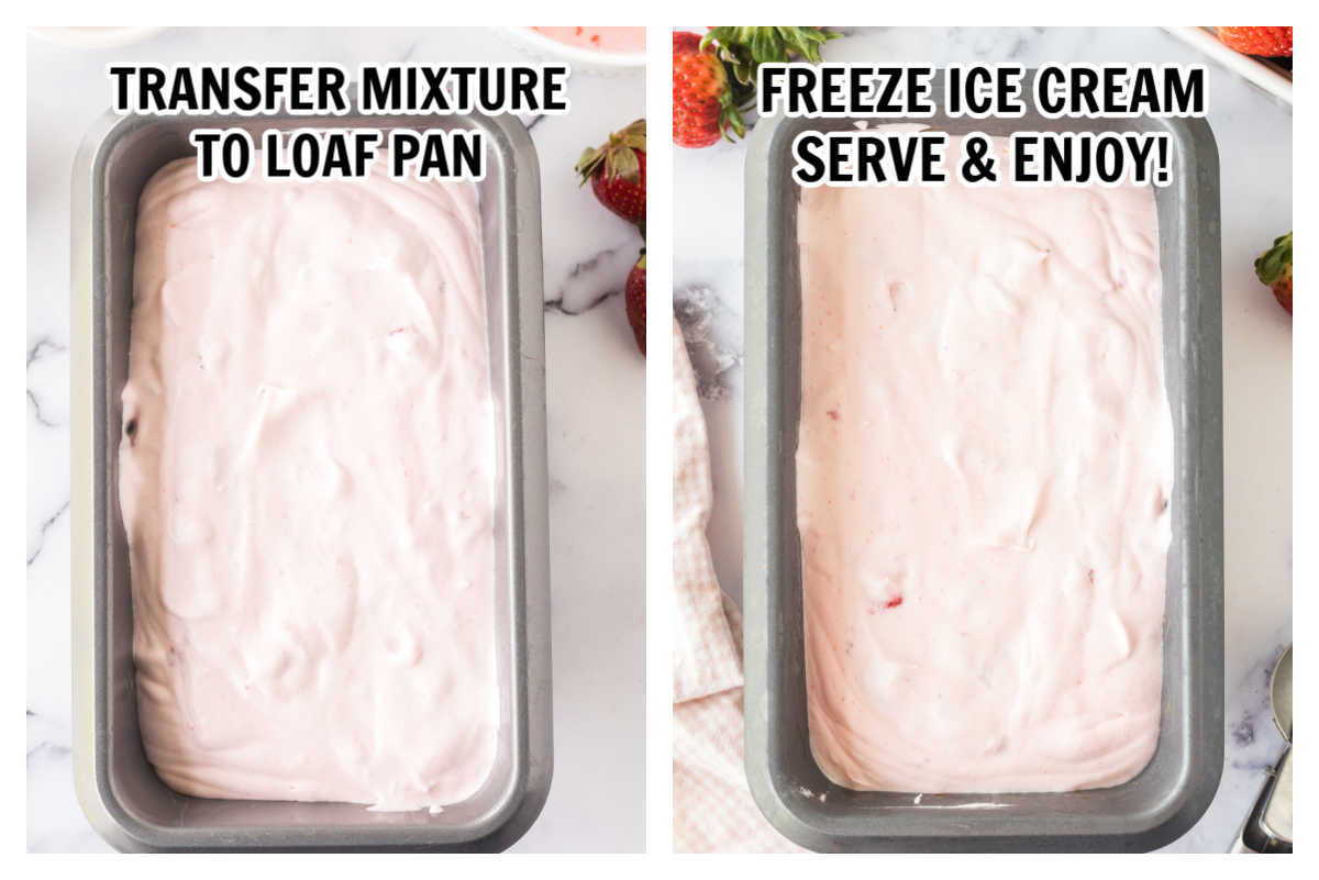 Placing ice cream in a loaf pan