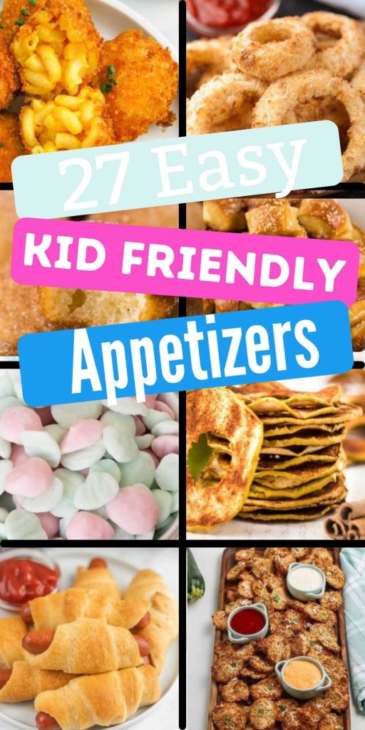 This assortment of 27 kid friendly appetizers will be a hit at your next get together.  Kids will enjoy these easy appetizers that you can serve on any occasion. #eatingonadime #kidfriendlyappetizers #appetizers 