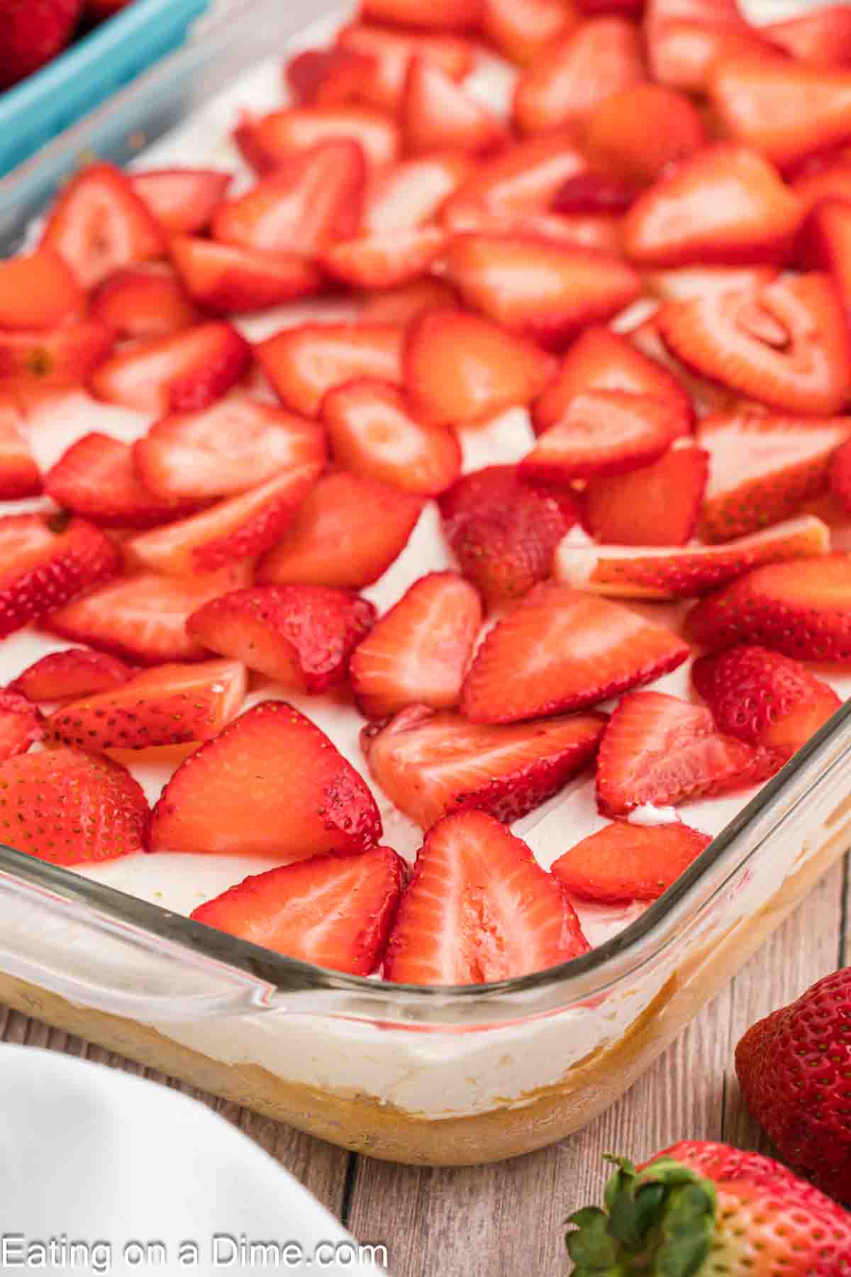 Strawberry Shortcake Bars in a baking dish