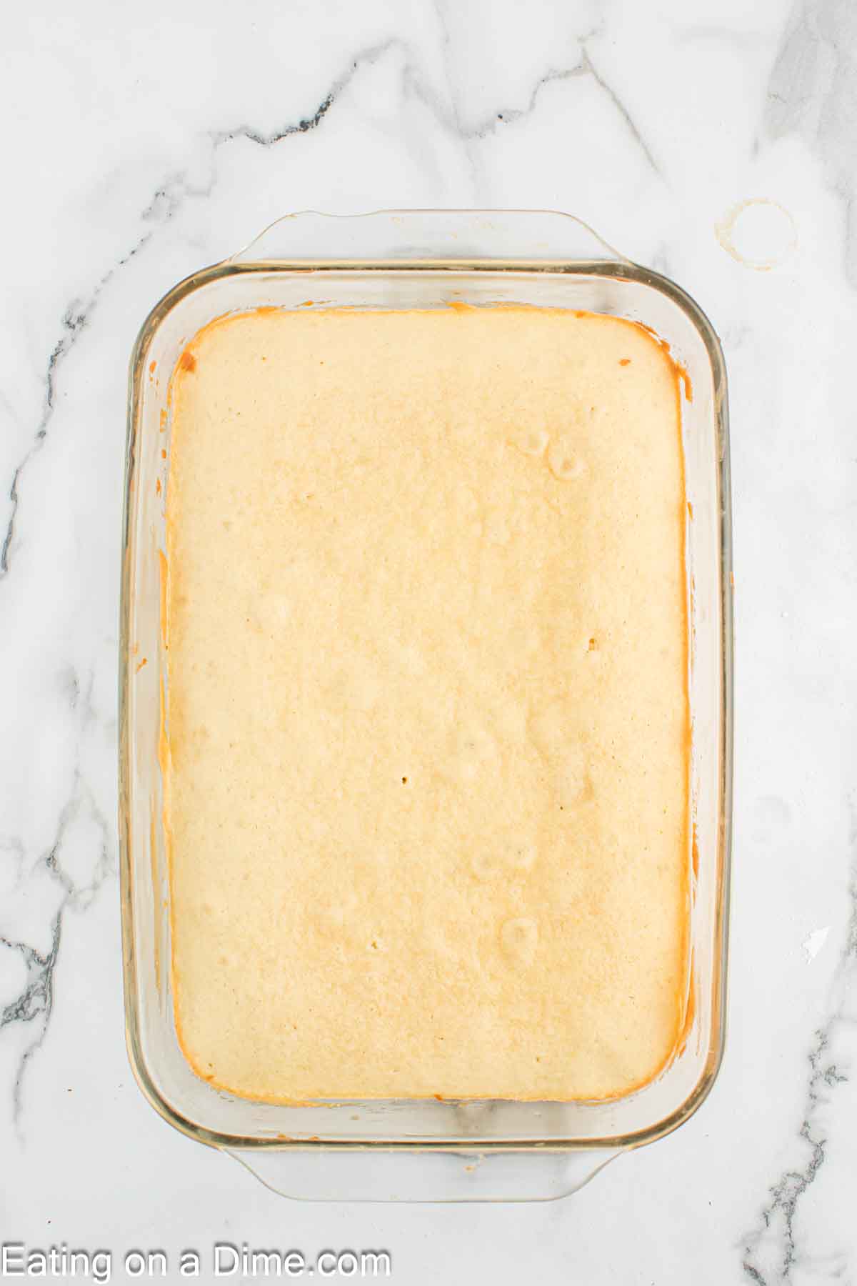 Baked cake in a baking dish