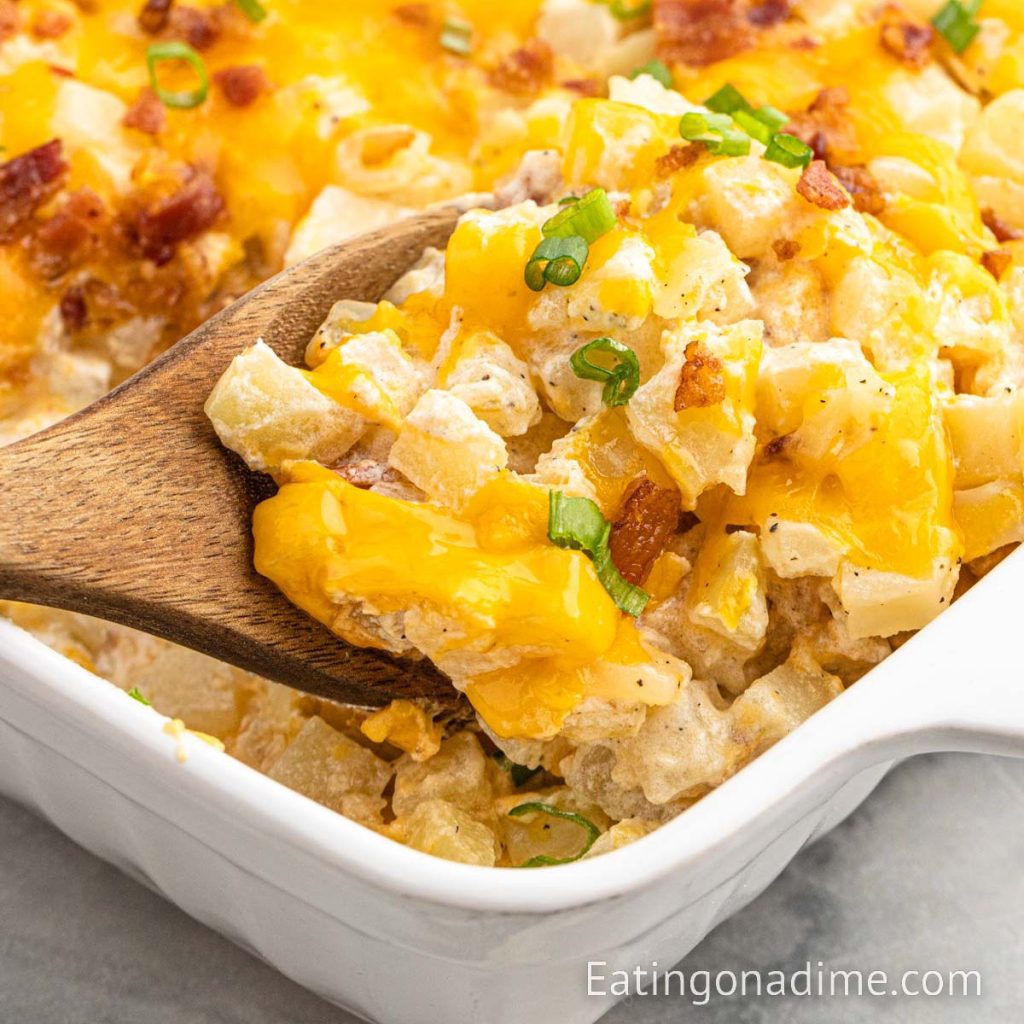 Loaded Roasted Potato Casserole - Eating on a Dime