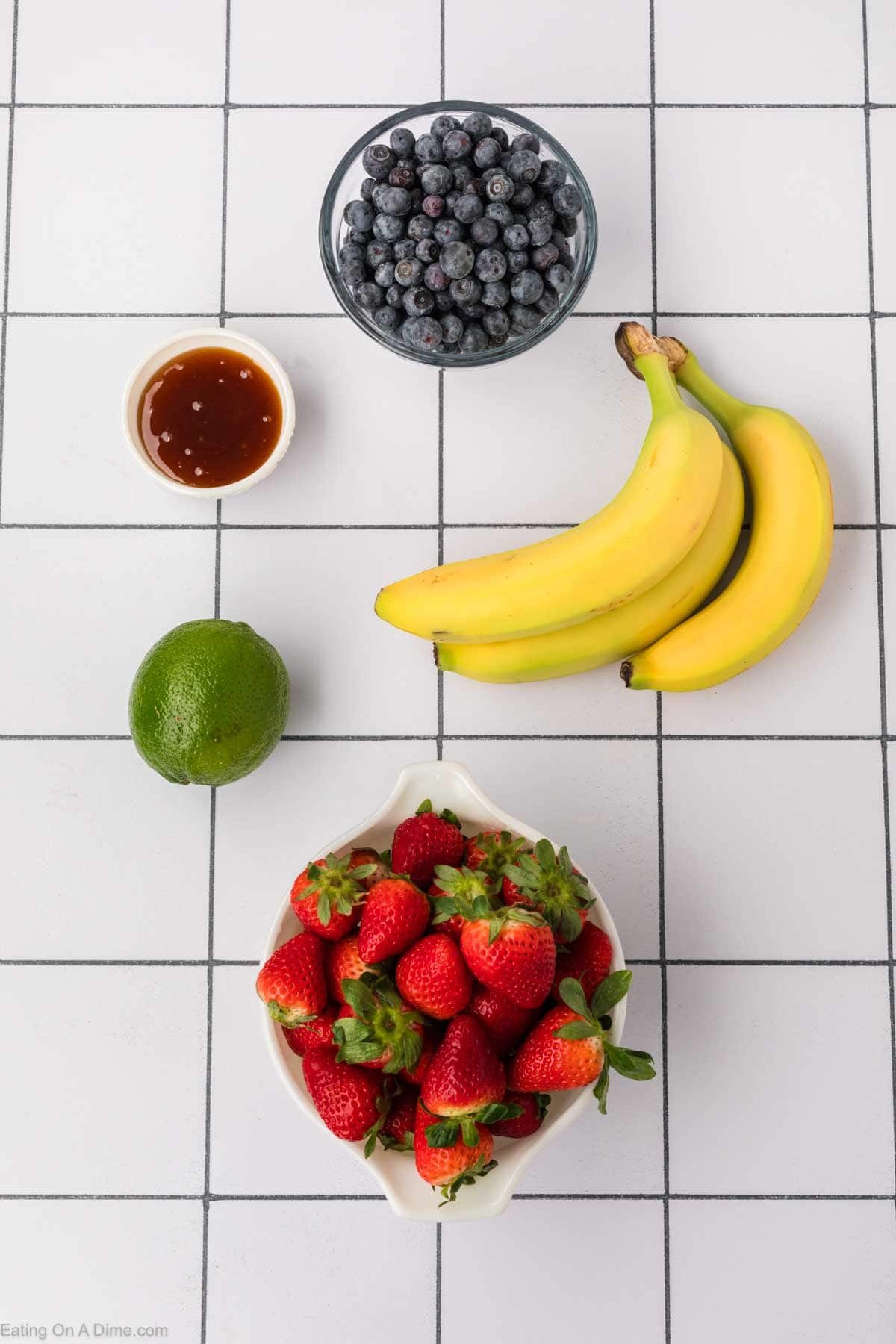 Ingredients - Blueberries, Strawberries, bananas, lime, honey