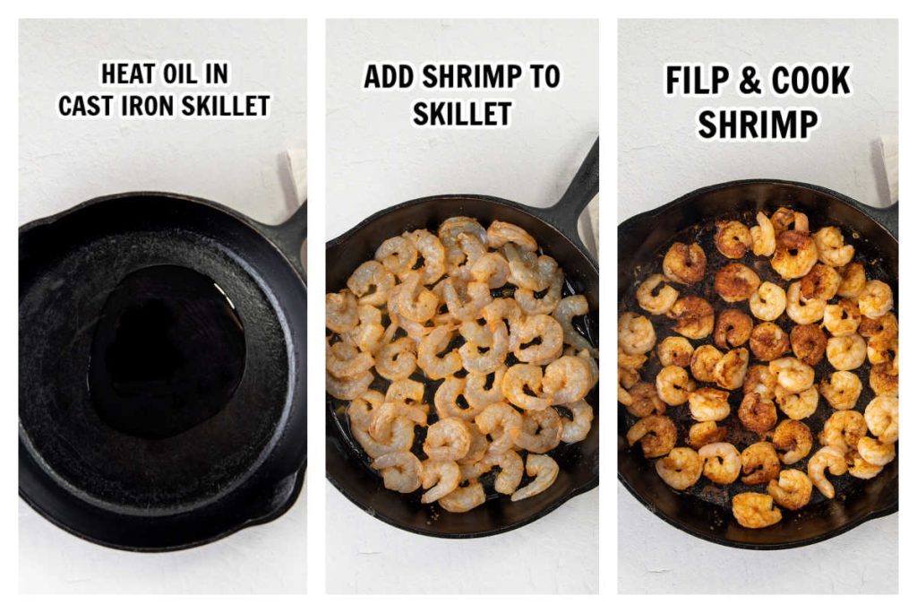 Cooking shrimp in a cast iron skillet