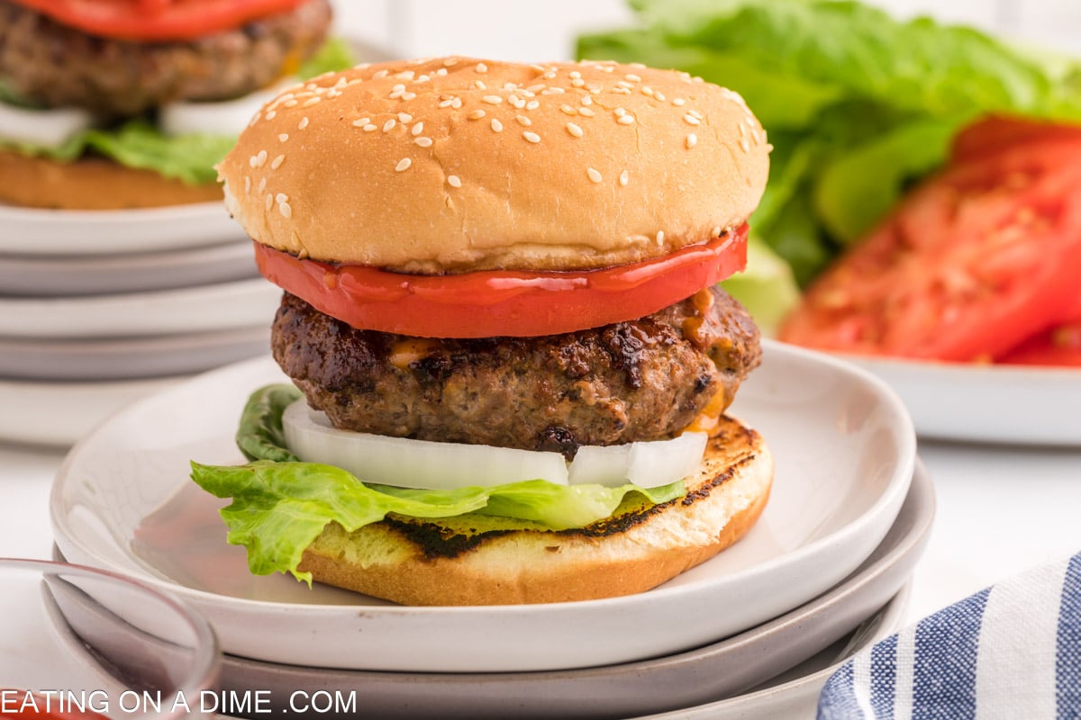 Cheese Stuffed Burger on a plate 