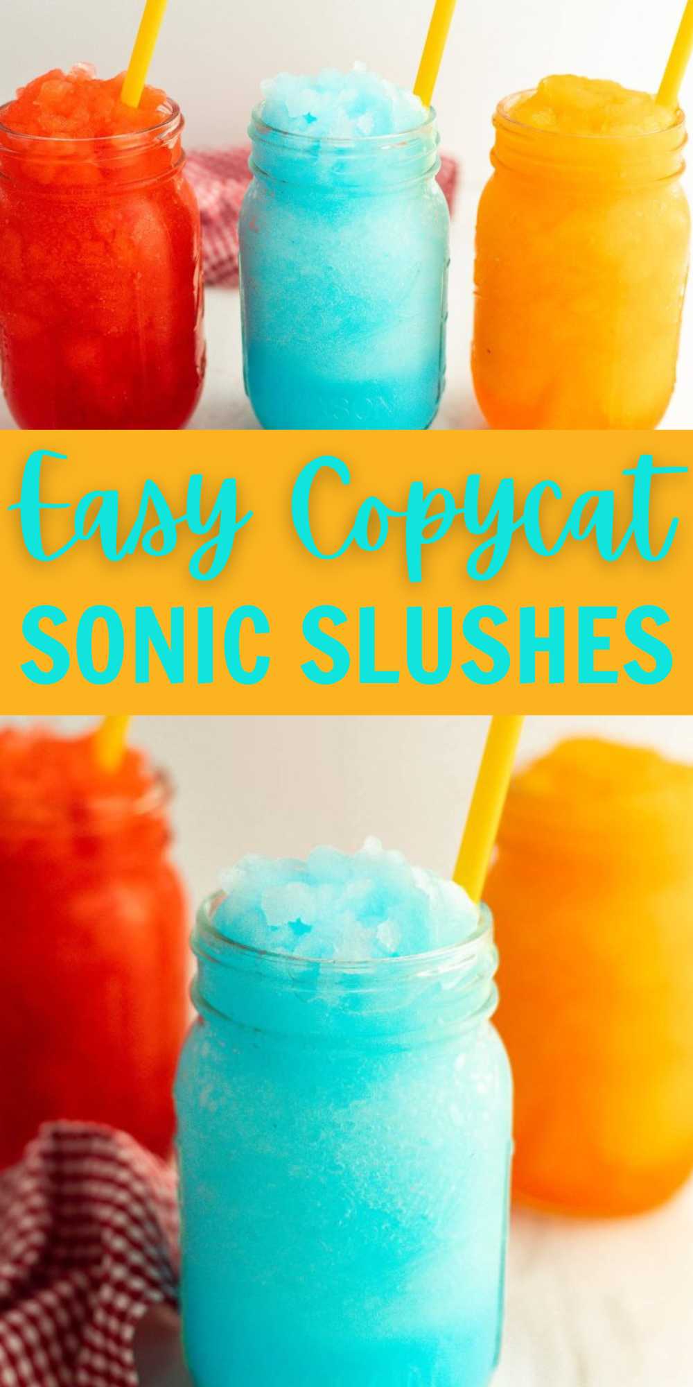 These Copycat Sonic Slushes is perfect for the summer. They are loaded with flavor and easy to make. Simple ingredients make these tasty. With the excitement of summertime upon us, reward the kids with their favorite slush. All you need is 4 simple ingredients to make sonic slushies at home. #eatingonadime #copycatsonicslushes #sonicslushes