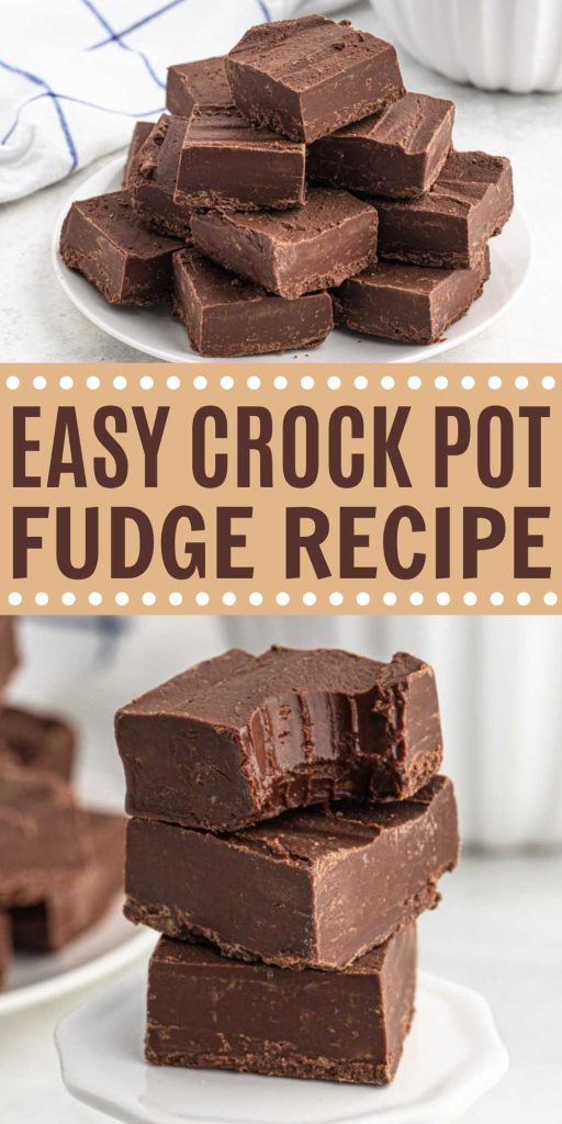 This 3 Ingredient Crock Pot Fudge is perfect to feed a crowd at Christmas or for any occasion. Creamy, delicious and easy to make. Chocolate fudge is the treats to give as a gift or for an after dinner dessert. You only need 3 ingredients which make it budge friendly and easy to make. #eatingonadime #crockpotfudge #3ingredinetfudge