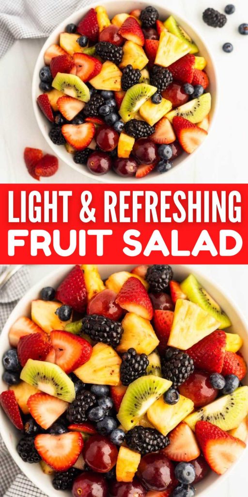 This classic Fruit Salad is light, refreshing and tossed in a lime and honey dressing. Bring this salad to all your BBQ's this summer. We love that this easy fruit salad is made with simple fruit that I can easily find at the store. This is my kids favorite side dish. #eatingonadime #fruitsaladrecipe #fruitsalad