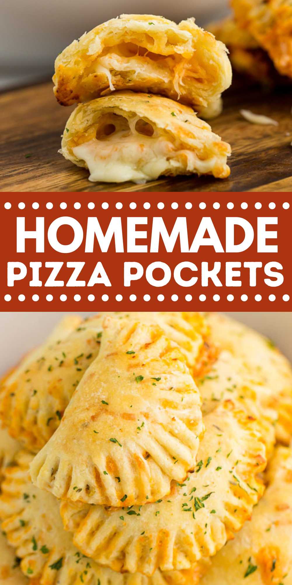 Pizza Pocket Recipe is so delicious and better than any of those store bought pizza snacks. Enjoy these anytime you want and make a batch for the freezer. They are the perfect snack, dinner idea or lunch on the go. #eatingonadime #pizzapockets #homemadepizzapockets