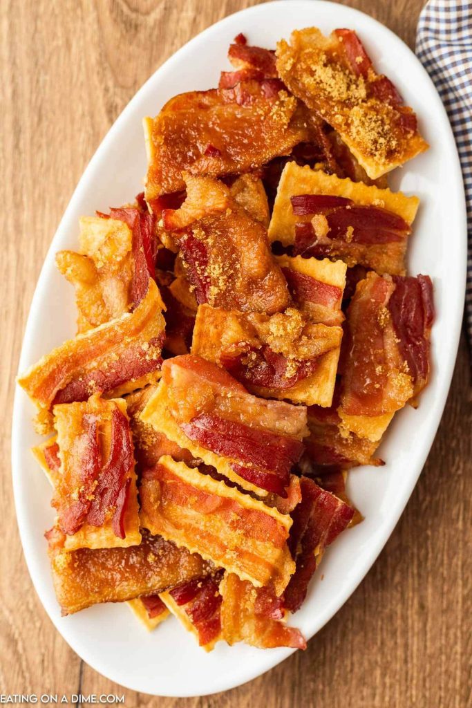Bacon Crackers on a platter. 