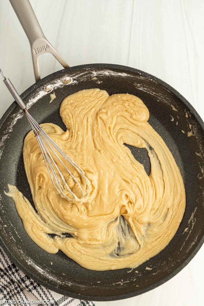 Combining the frosting in a skillet