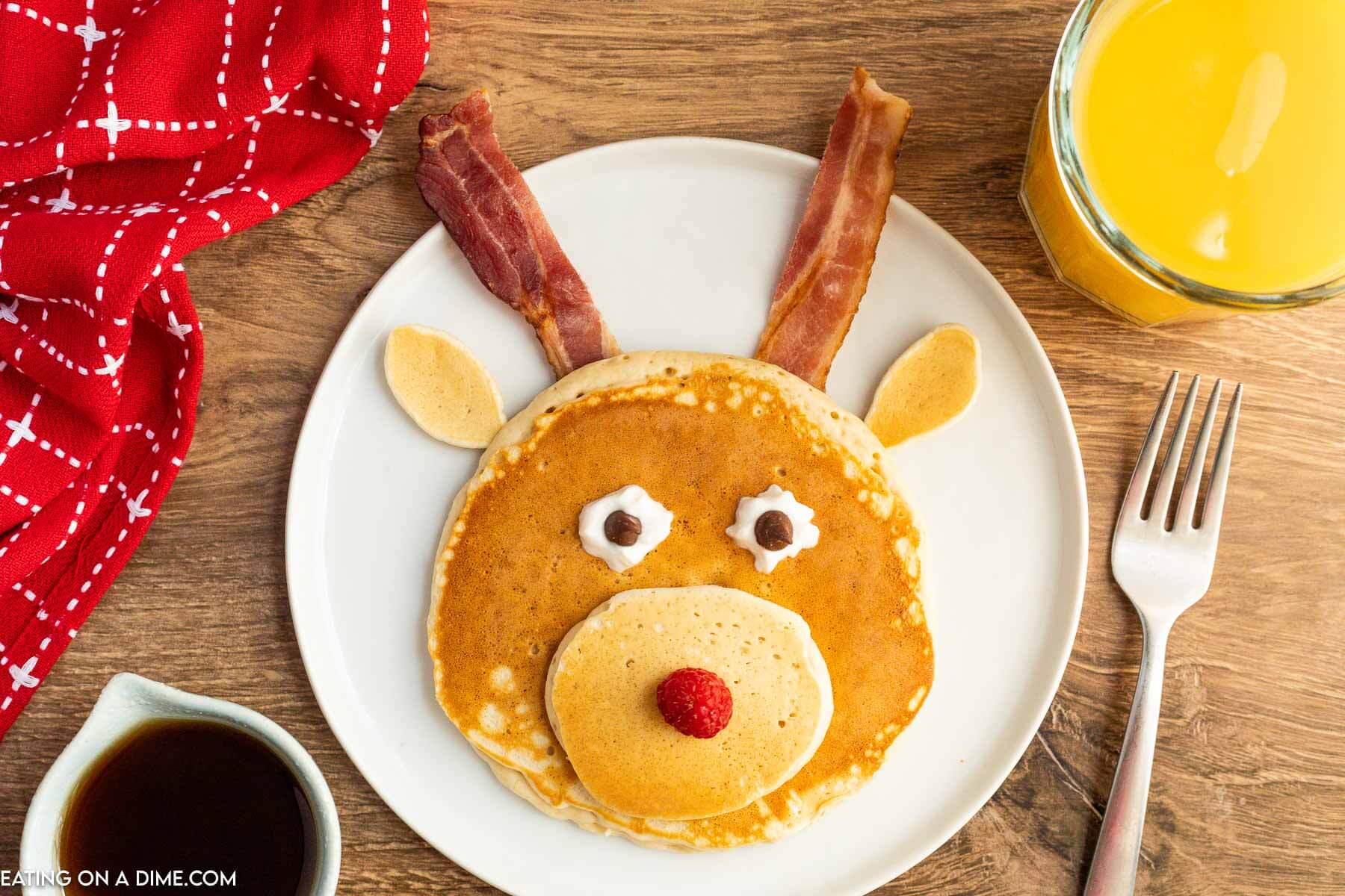 Reindeer pancakes on a plate. 