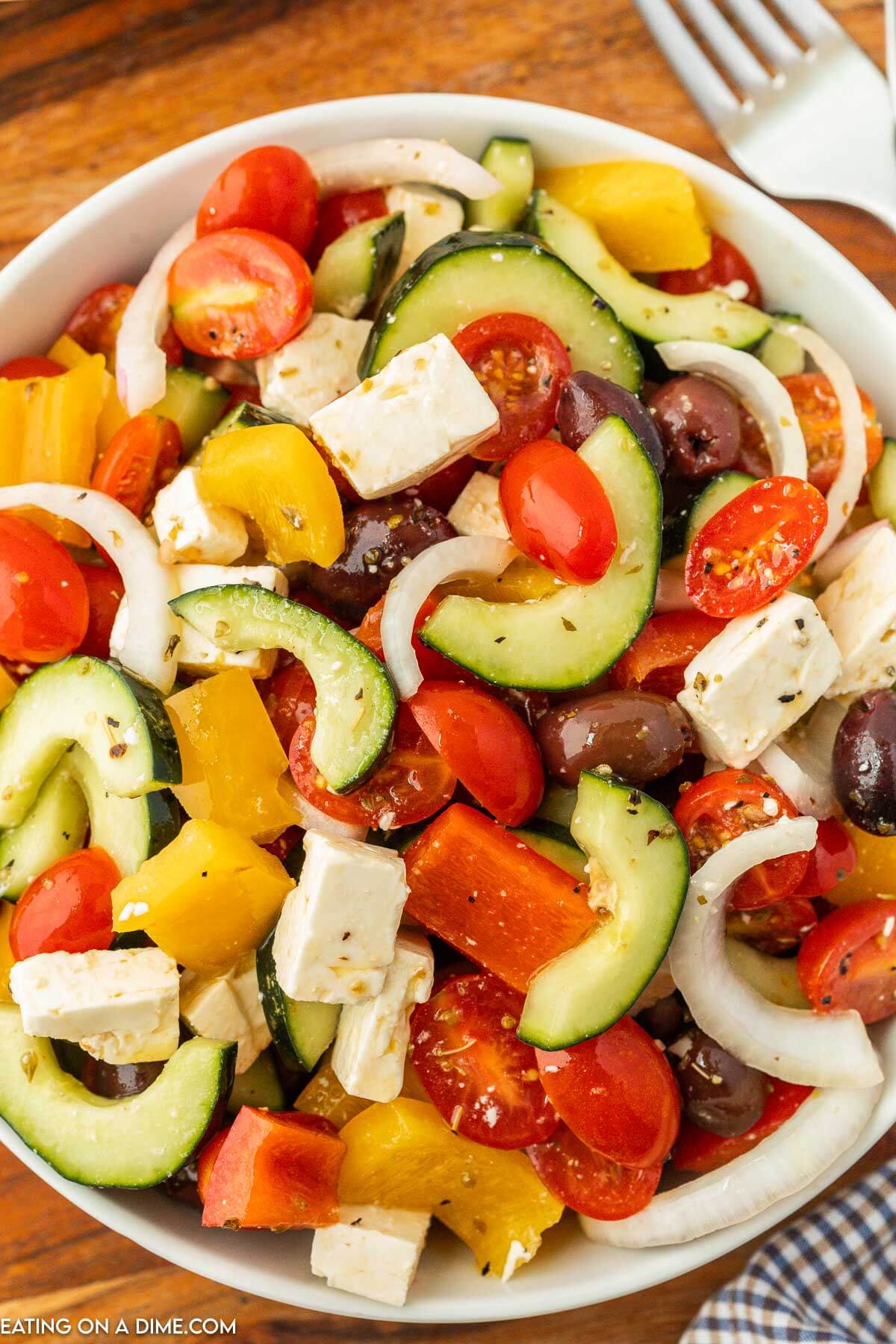 Ina Garten Greek Salad in a bowl