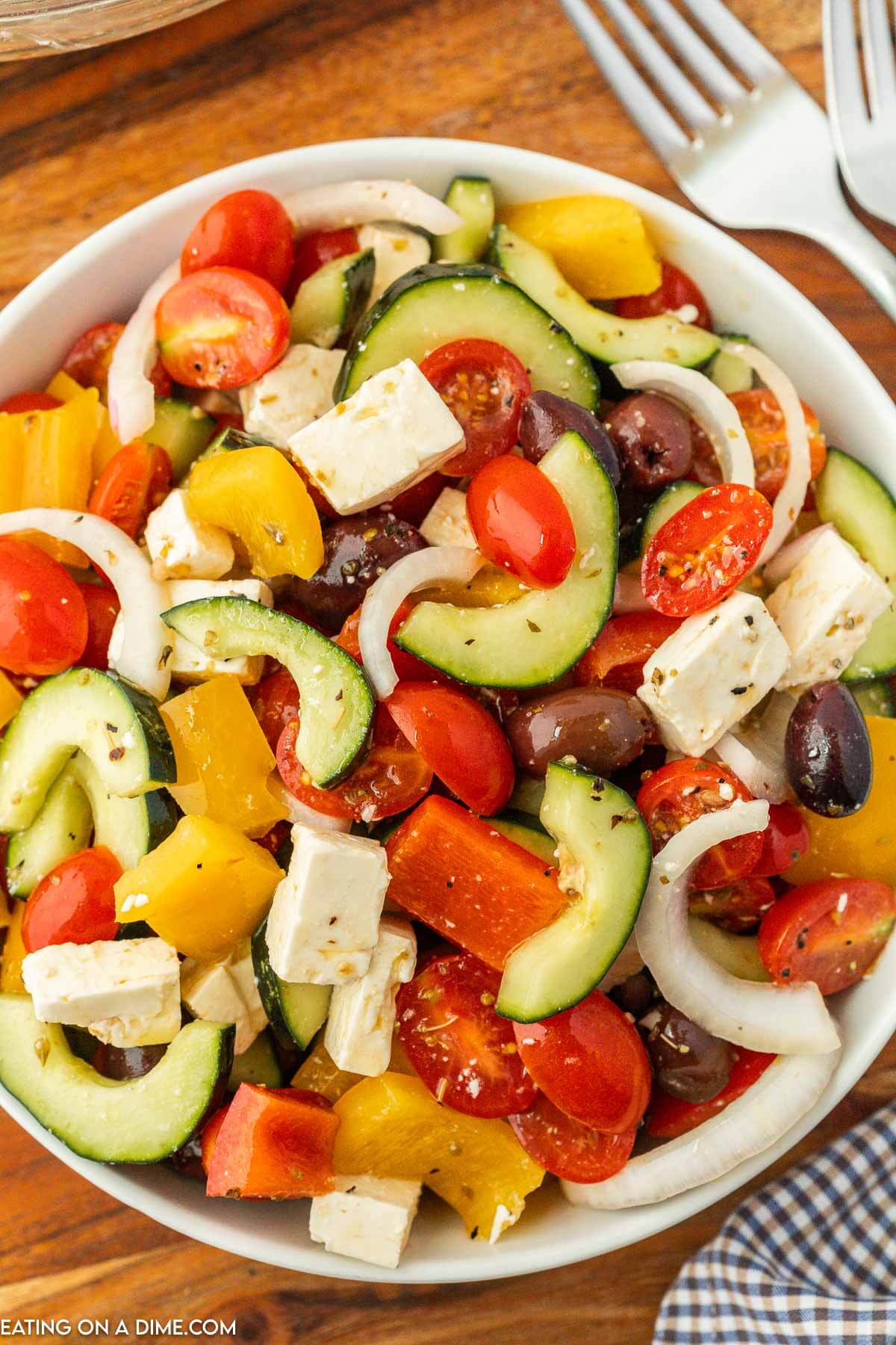 Ina Garten Greek Salad in a bowl