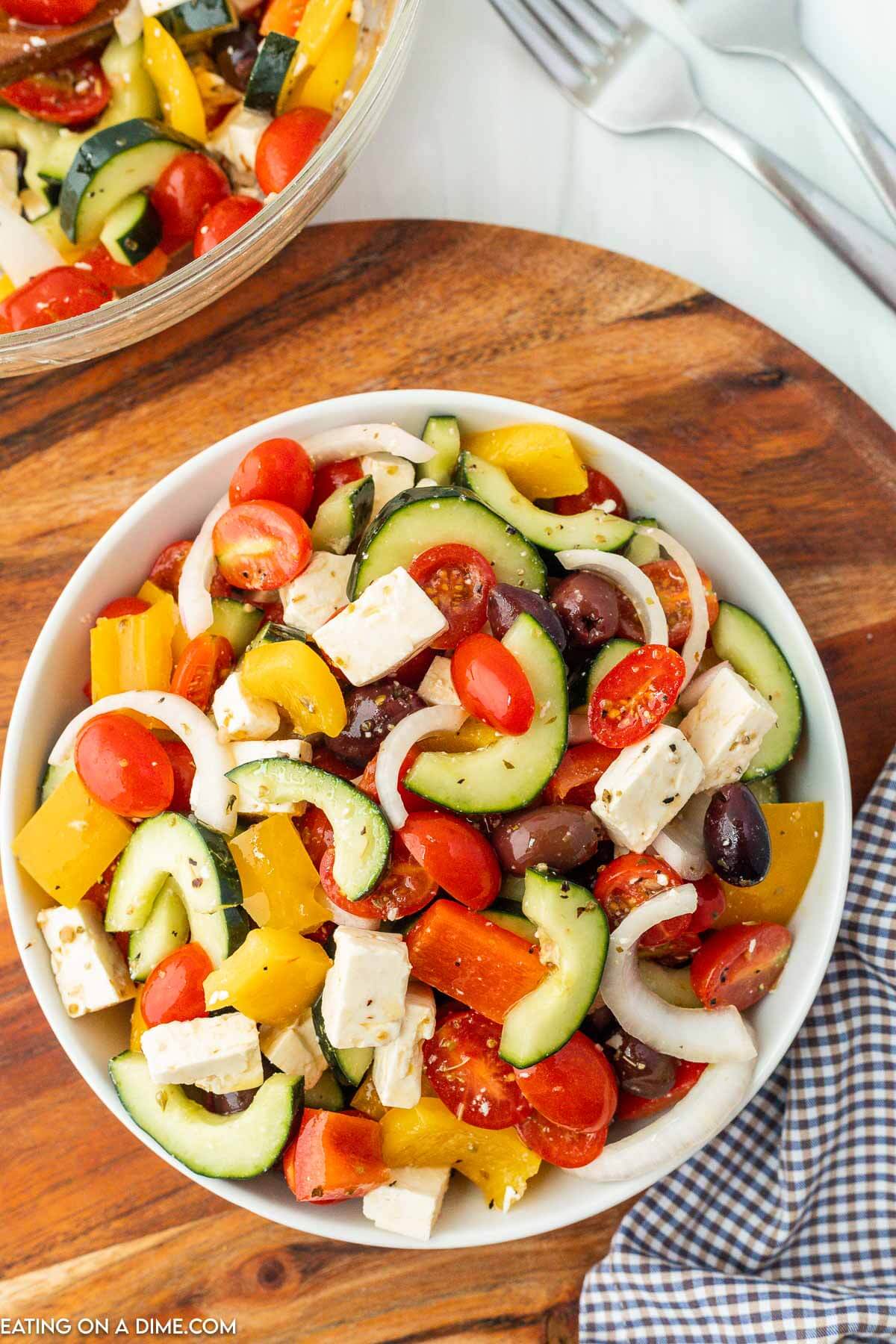 Ina Garten Greek Salad in a bowl