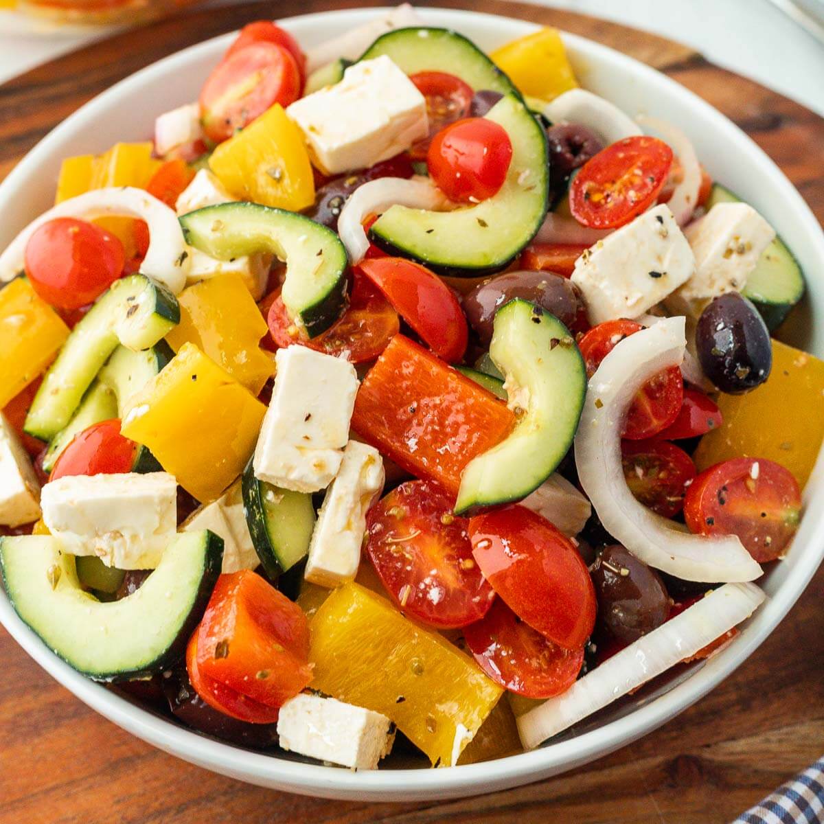 Ina Garten Greek Salad in a bowl