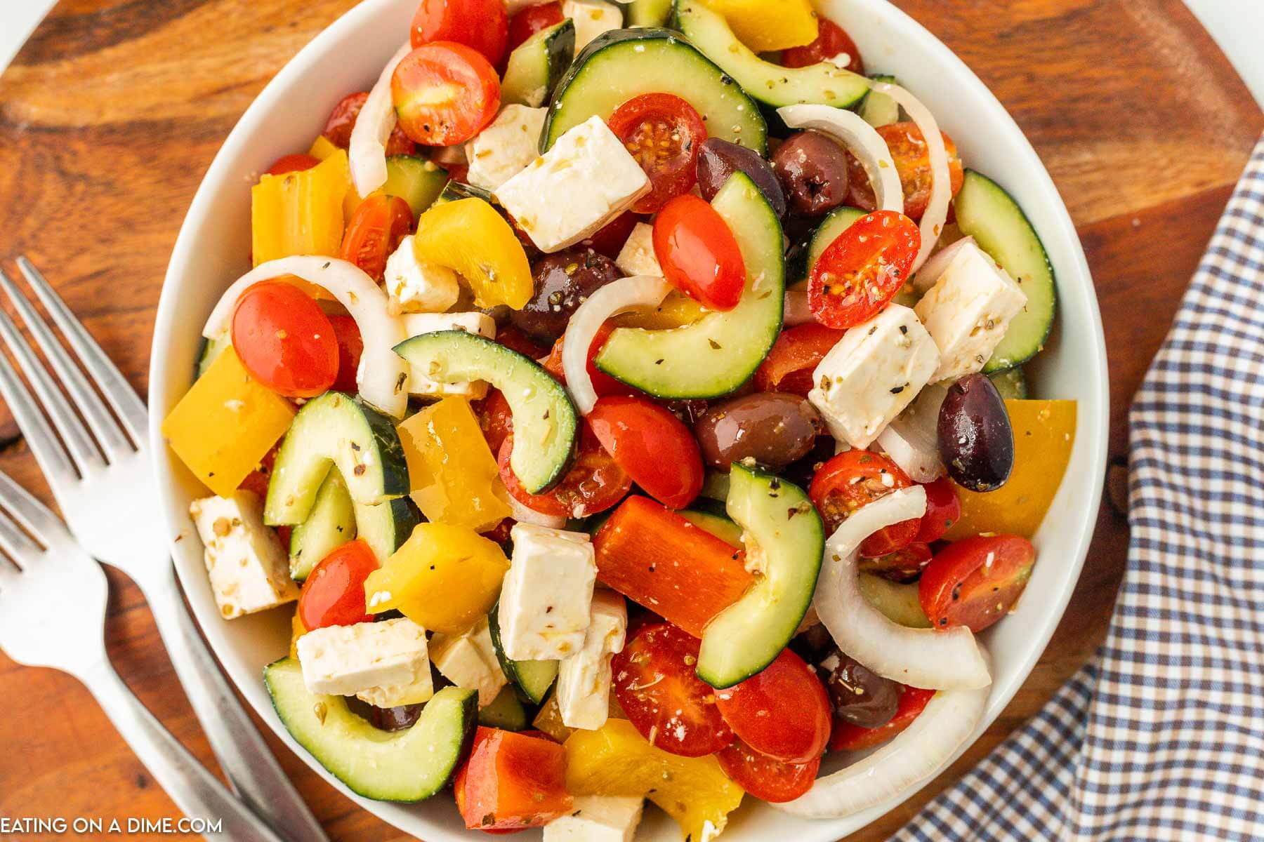 Ina Garten Greek Salad in a bowl