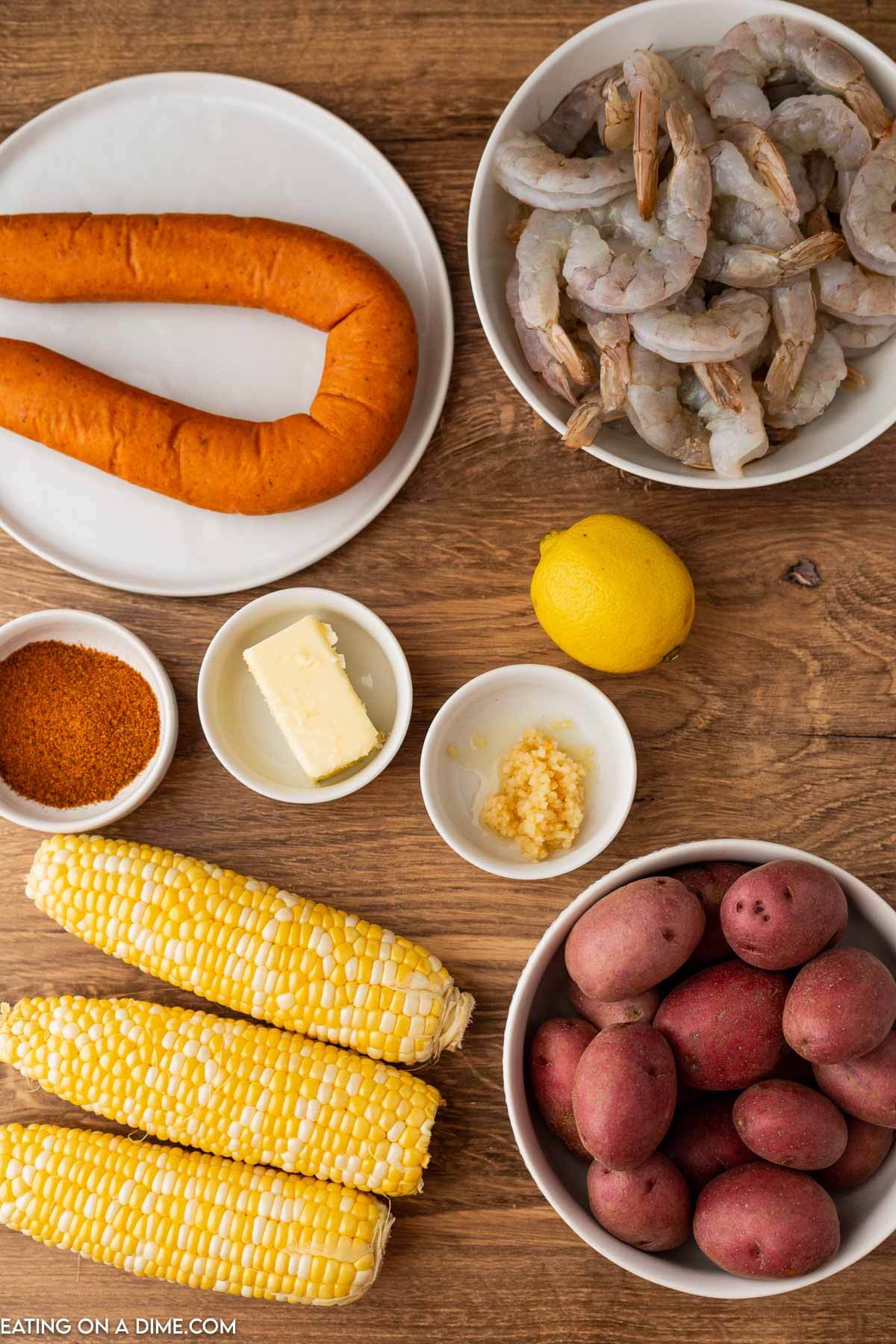 Ingredients for the shrimp boil 