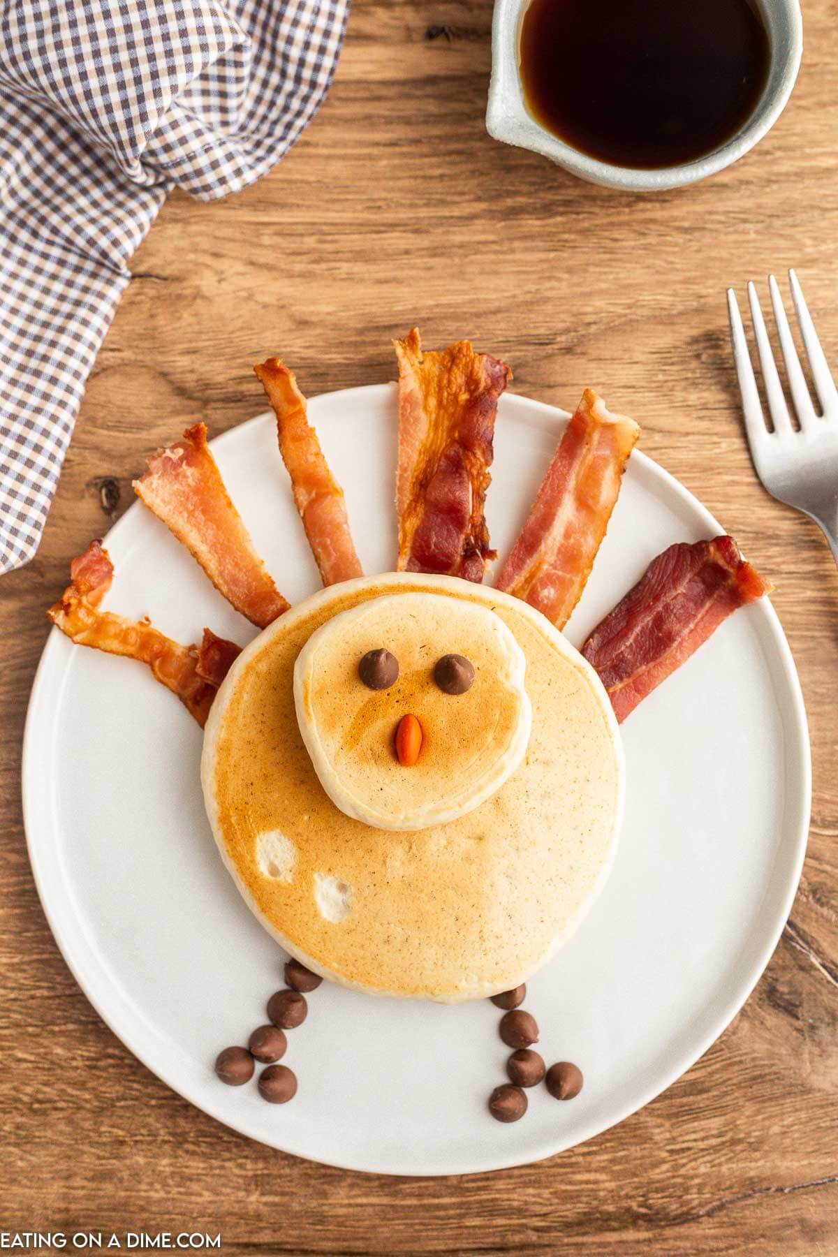 Turkey shaped pancake on a plate