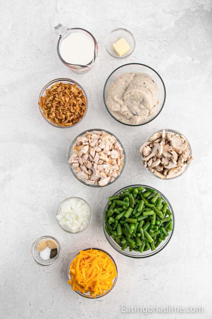 Ingredients needed for chicken green bean casserole