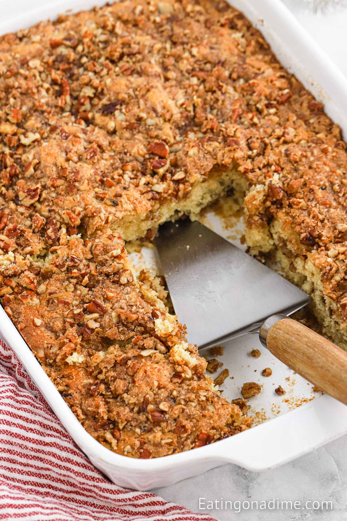 Christmas Coffee Cake in a baking dish. 