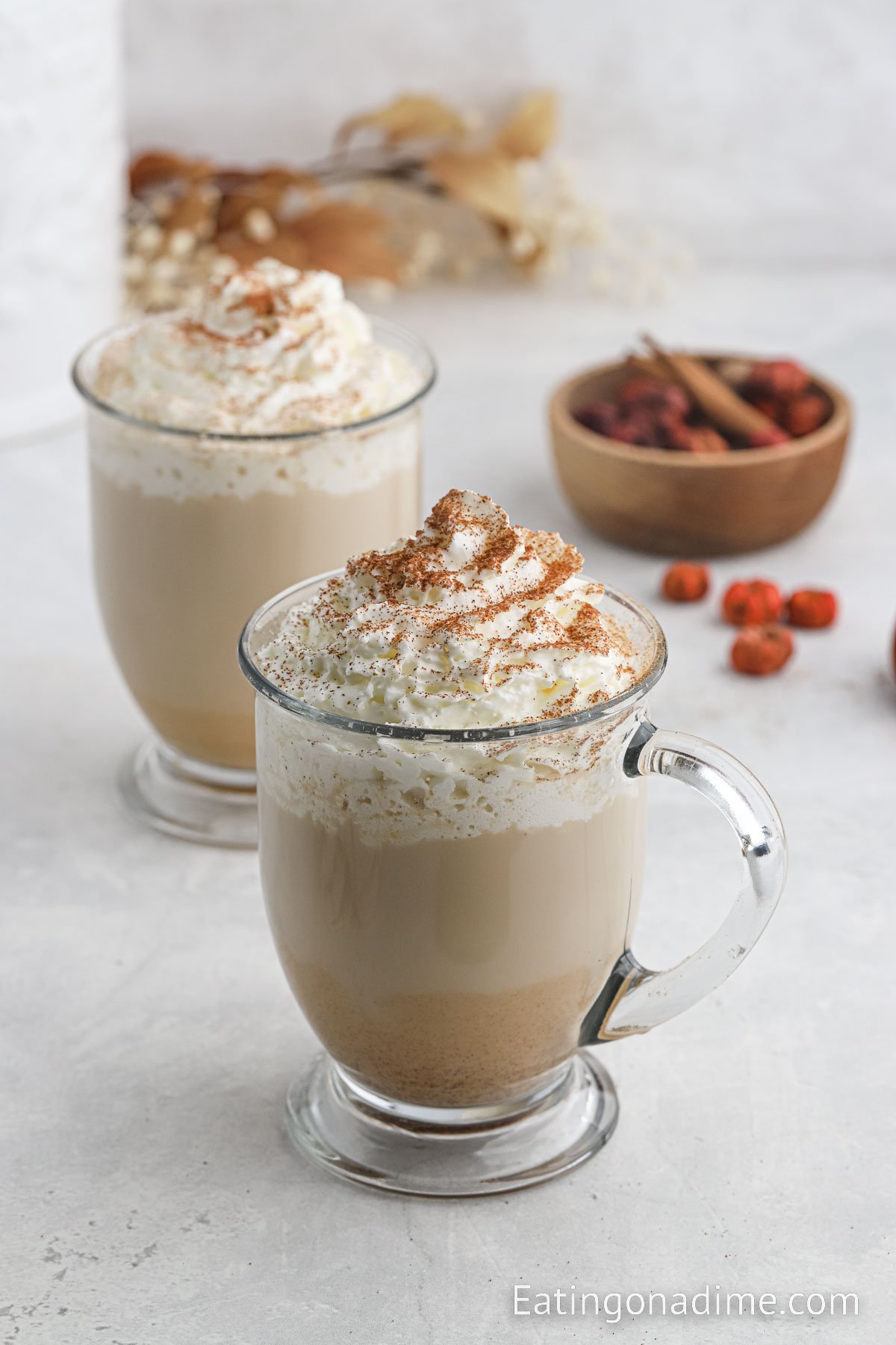 Pumpkin Spice Latte topped with whipped cream and seasoning